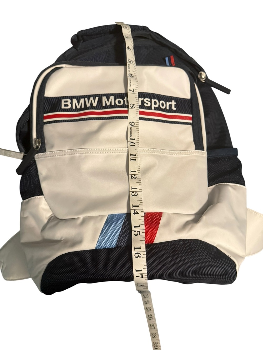 BMW Motorsport Backpack Navy & White with M Stripes NWOT - Picture 15 of 16